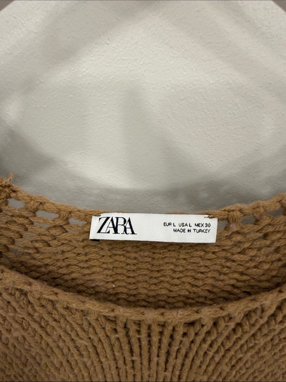 Zara Chunky Crewneck Sweater in Camel Brown - Picture 2 of 8